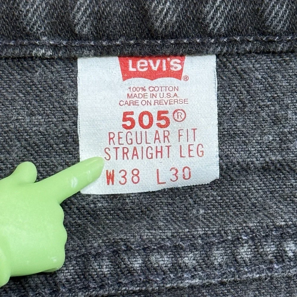 Levi's 505 Orange Tab Jeans Mens 38x30 Vintage USA Black Regular Fit Straight